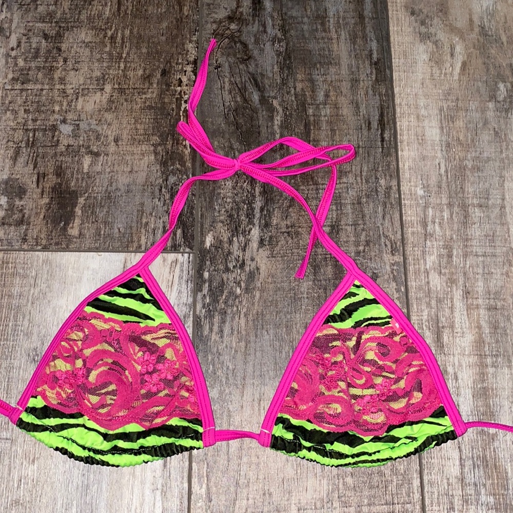 Neon Zebra triangle bathing suit top